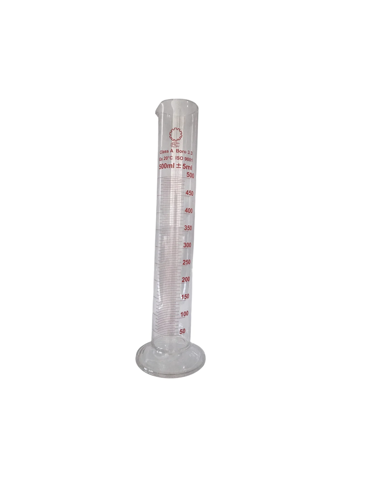 Eprouvette en verre 500 ml class A  boro 3,3     