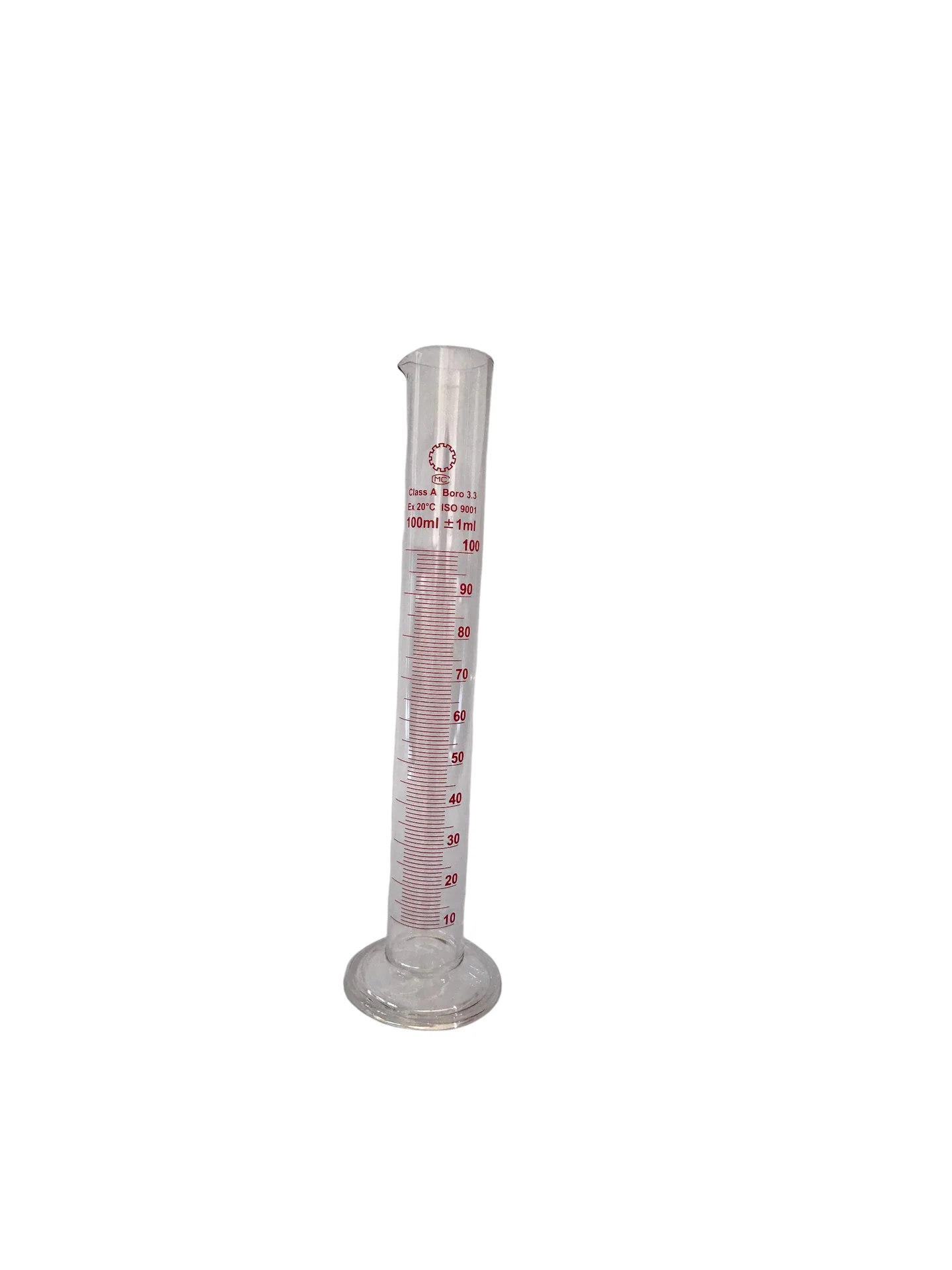 Eprouvette en verre 100 ml class A  boro 3,3    
