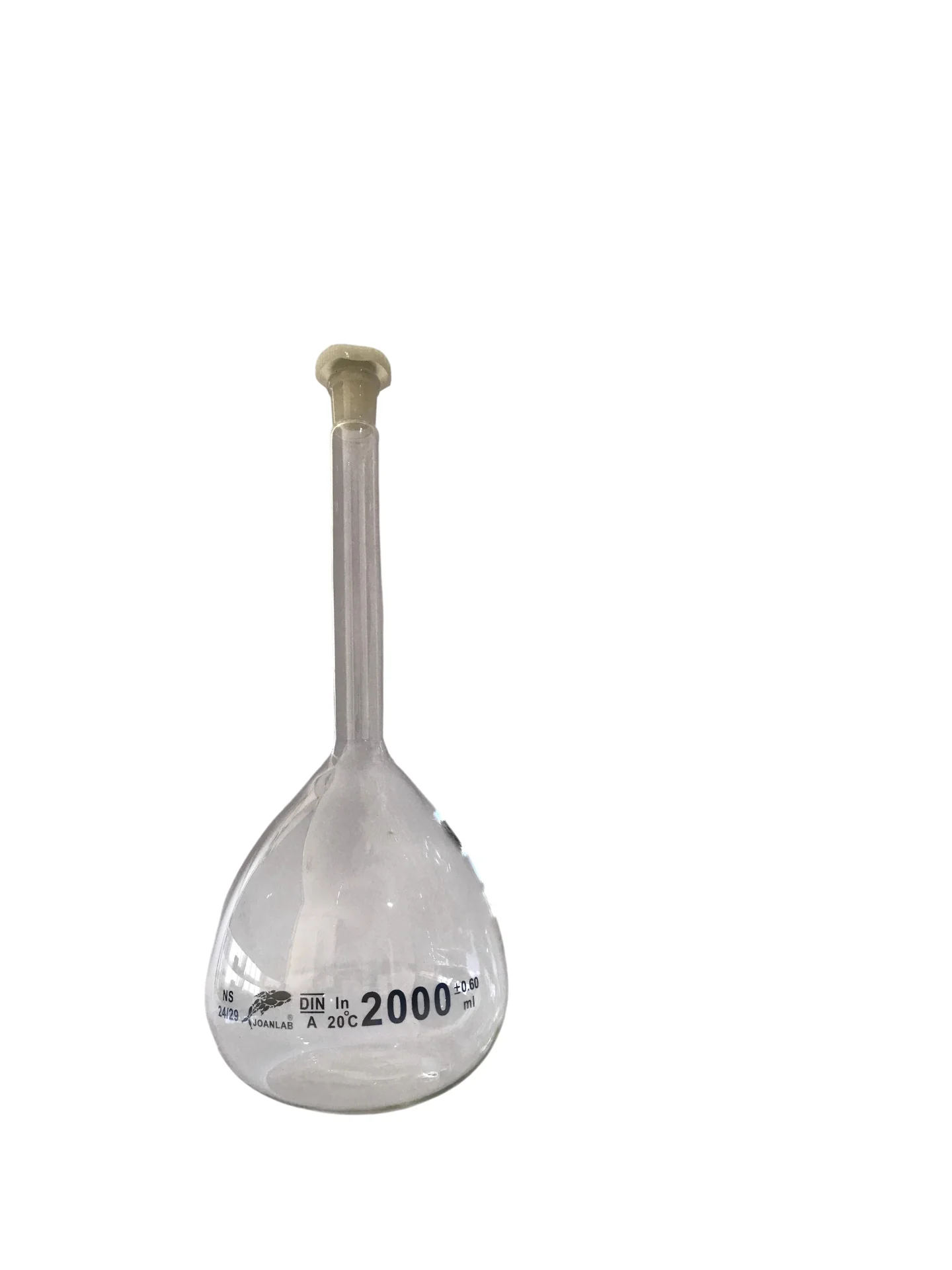 Fiole jauge en verre clair avec bouchon en pp 2000ML  24/29