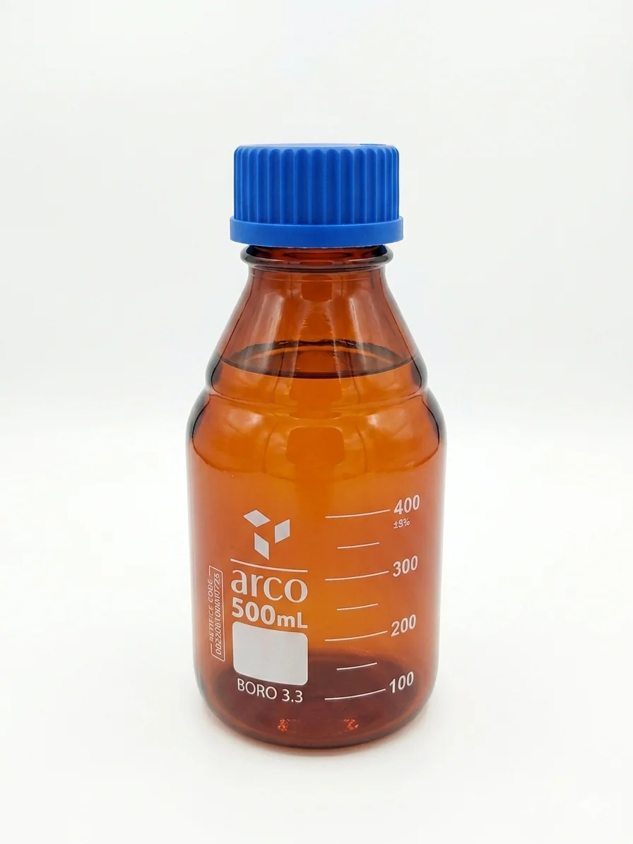 Flacon Iso en verre ambre avec bouchon 500 ml