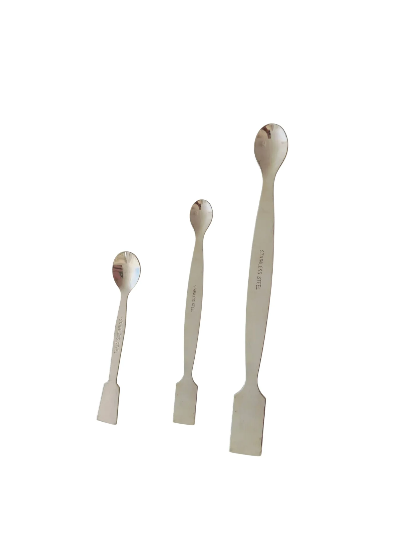 Spatule en inox avec un coté cuillère 200 mm